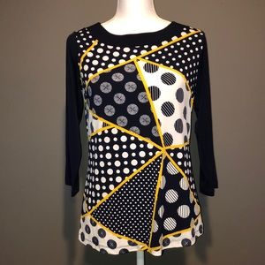 Susan Graver dark blue, yellow and white tunic